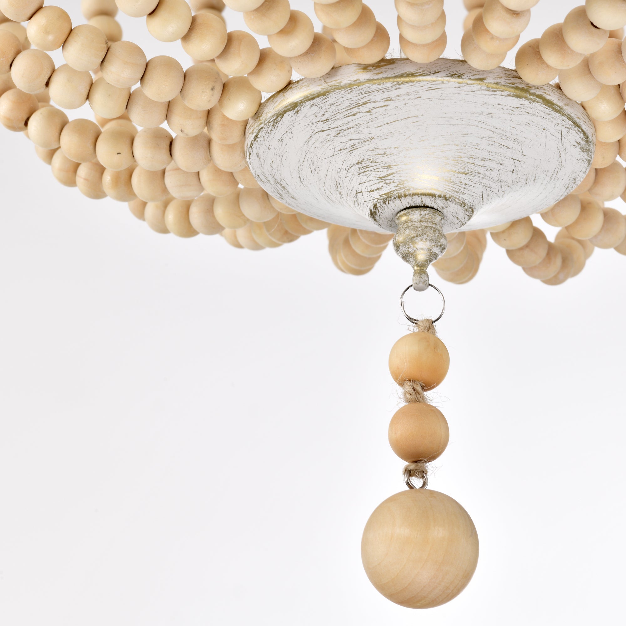 Wood Bead Chandelier 3-Light Wood Bead Light Boho Pendant Light