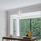 Small White Plug-In Swag Chandelier 1-Light Pendant Light