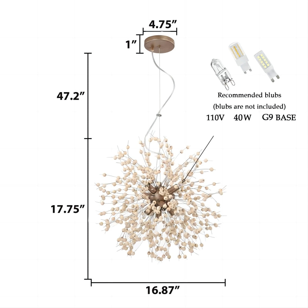 Wood Beaded Chandelier Dandelion Modern Sputnik Chandeliers 8-Light