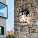 Black Outdoor Wall Lantern 1 Light Clear Glass Outdoor Wall Sconce