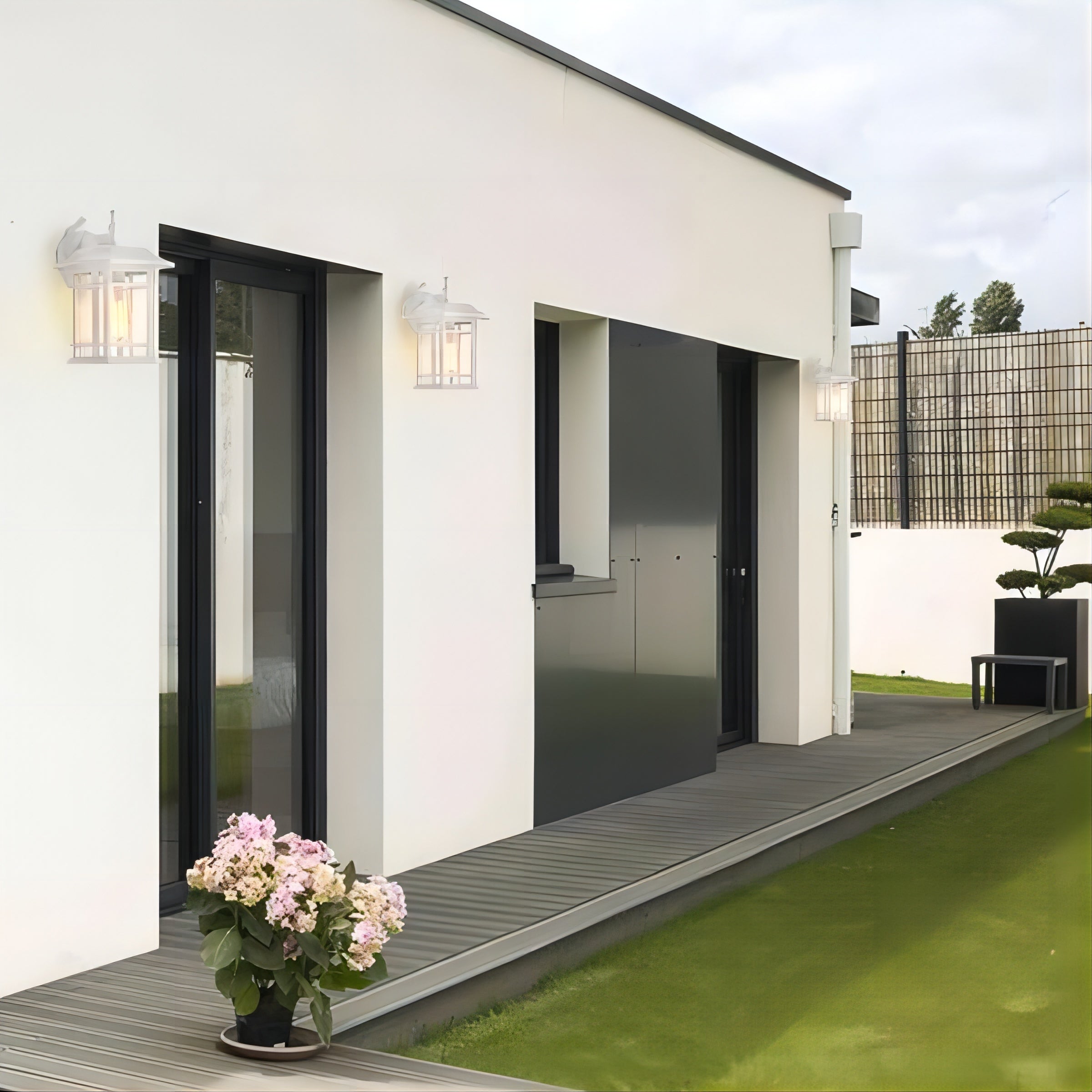 Outdoor Wall Sconces White Outdoor Wall Lantern Modern 1-Light