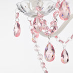 Plug In Chandelier Modern White and Pink Crystal Chandelier 4-Light