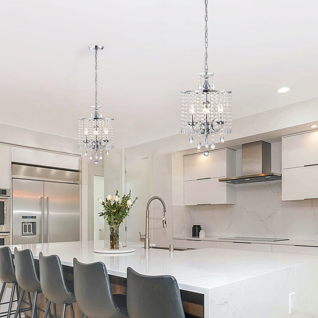 Modern Chandelier Mini Crystal Chandelier Chrome Finish Chandelier 3-Light