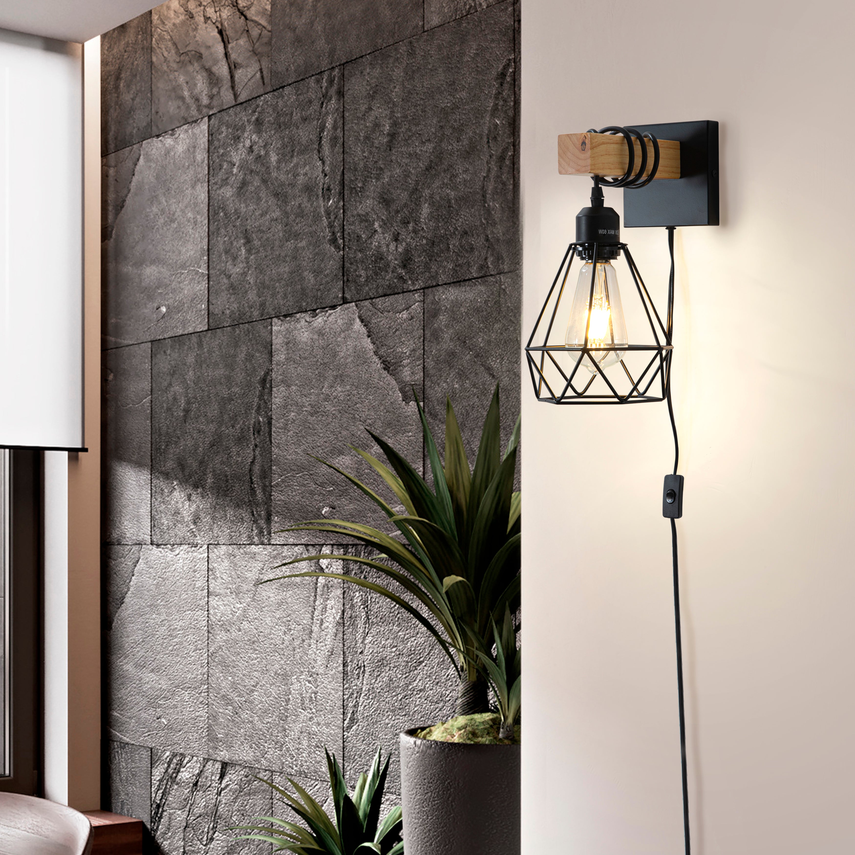 Plug in Wall Sconces 2 Pack Black Wall Sconce Farmhouse Plug in Wall Light Fixture