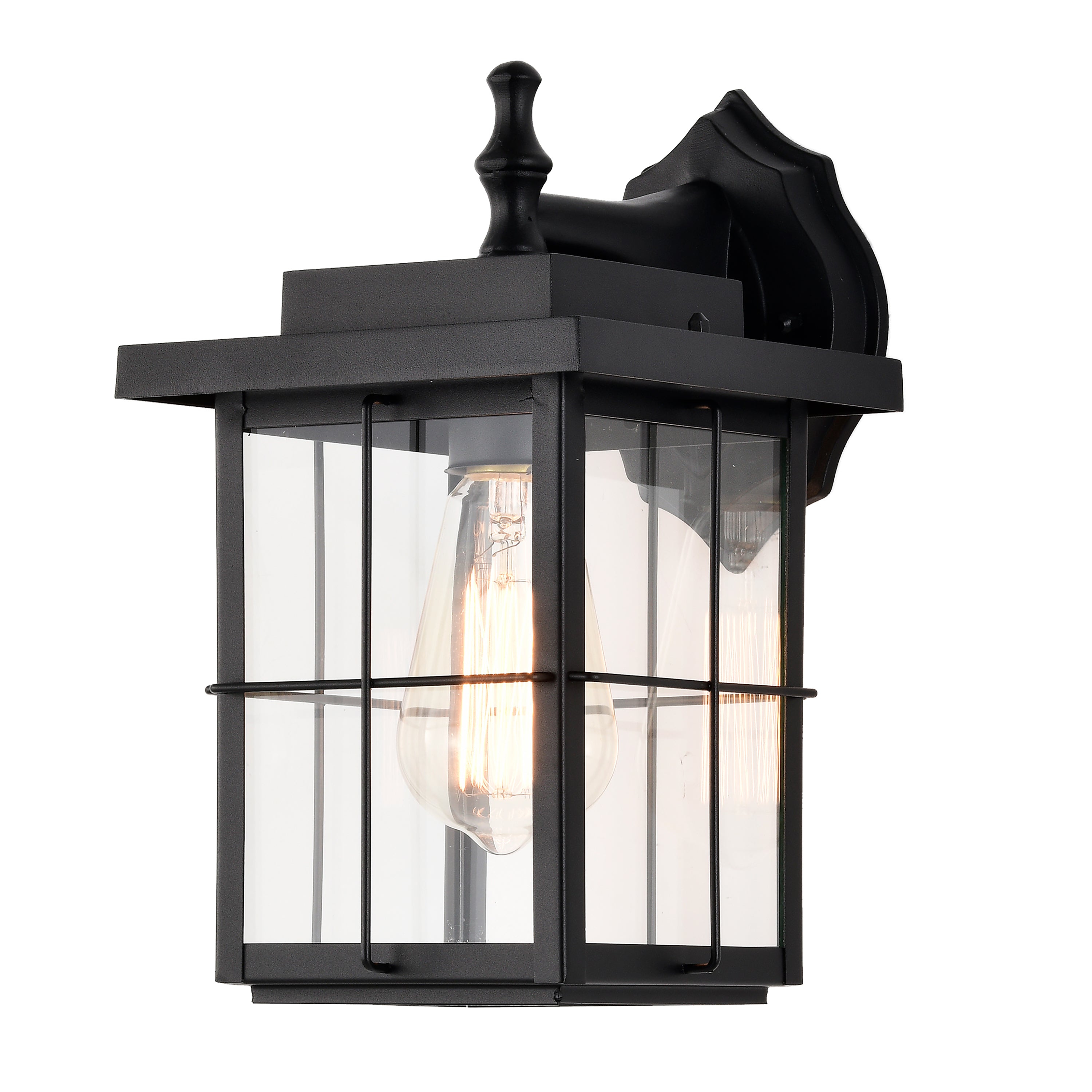 Outdoor Garage Lights Wall Mount Black with Clear Glass Shade 1-Light Outdoor Light Fixture