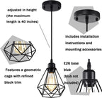 Black Pendant Light Industrial for Kitchen Island 2 Pack