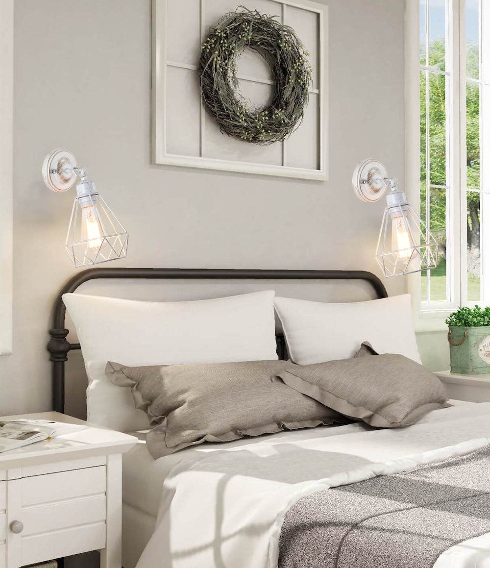 White Wall Sconces Set of Two Adjustable