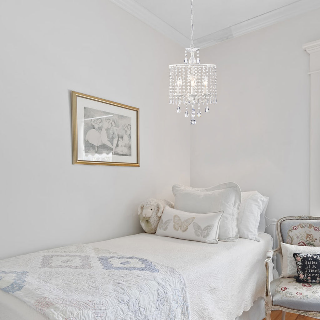 White Chandelier Modern Crystal Chandelier Mini Chandelier Light Fixture 3-Light