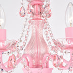 Pink Chandeliers with Crystals 5-Light Small Chandelier for Girls Room