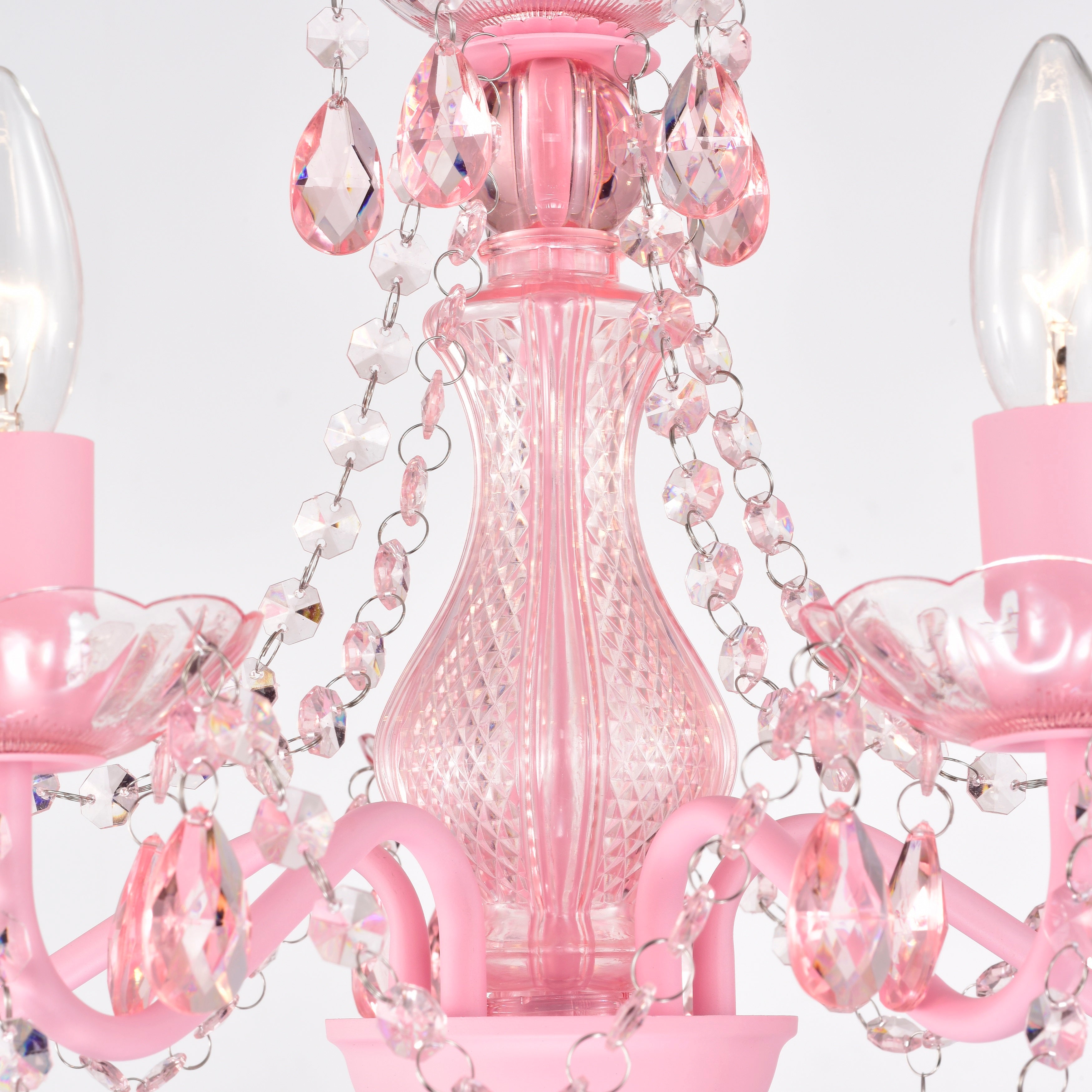 Pink Chandeliers with Crystals 5-Light Small Chandelier for Girls Room