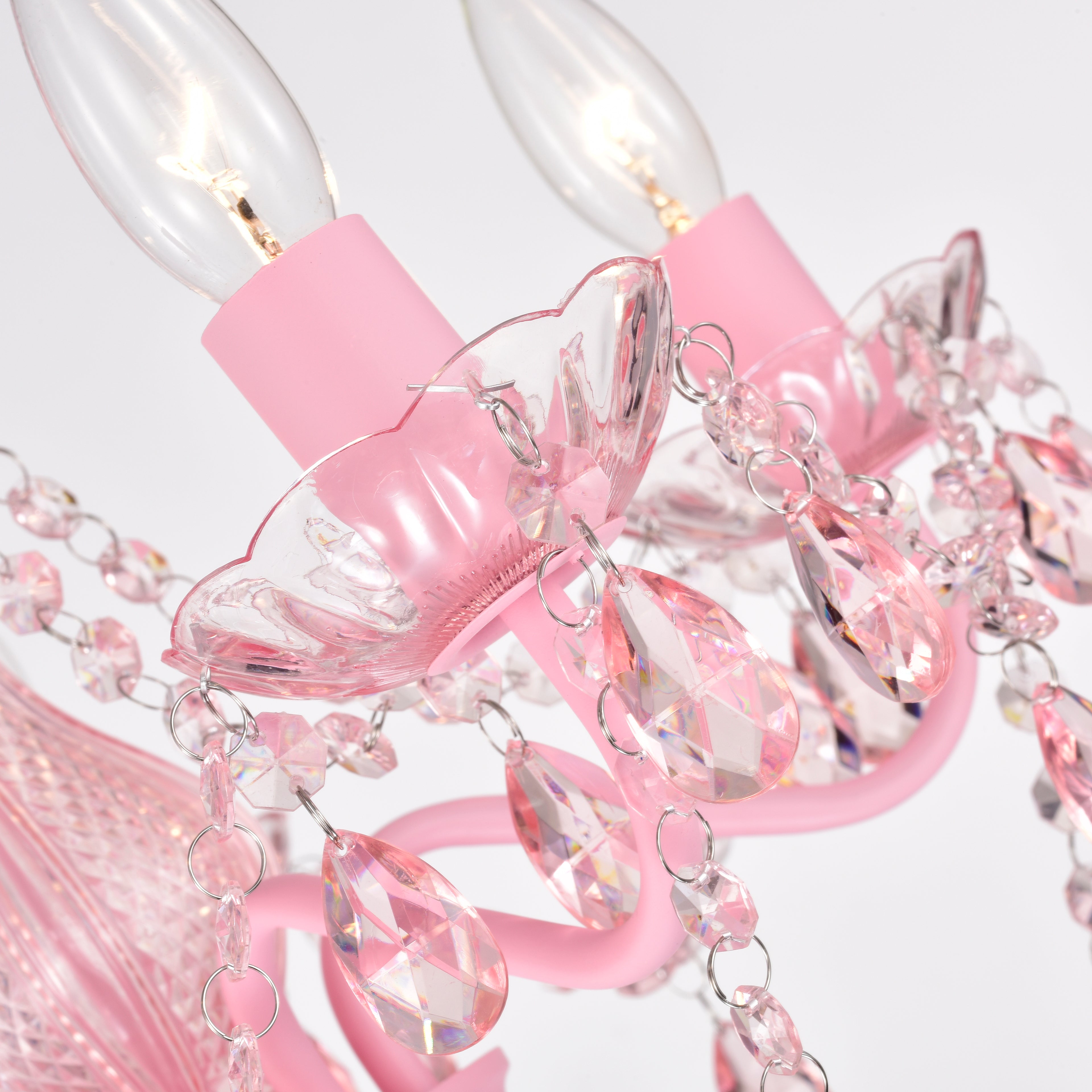 Pink Chandeliers with Crystals 5-Light Small Chandelier for Girls Room