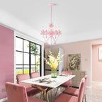 Pink Chandeliers with Crystals 5-Light Small Chandelier for Girls Room