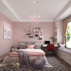 Pink Chandeliers with Crystals 5-Light Small Chandelier for Girls Room
