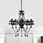 Black Acrylic Crystal Chandeliers 5-Light Modern Bedroom Chandelier