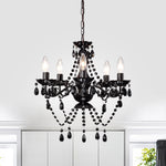 Black Acrylic Crystal Chandeliers 5-Light Modern Bedroom Chandelier