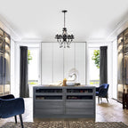 Black Acrylic Crystal Chandeliers 5-Light Modern Bedroom Chandelier