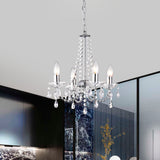 Chandelier Light Fixture Bedroom 4 Light 15 Inches Wide Candle Chandelier Chrome Small Crystal Chandelier for Girls Bedroom