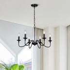 Modern Farmhouse Black Chandelier 6-Light Candle Pendant Light