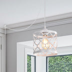 Small White Plug-In Swag Chandelier 1-Light Pendant Light