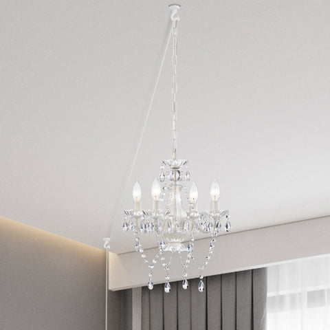 Plug In Swag Chandelier Small White Crystal Chandelier 4-Light