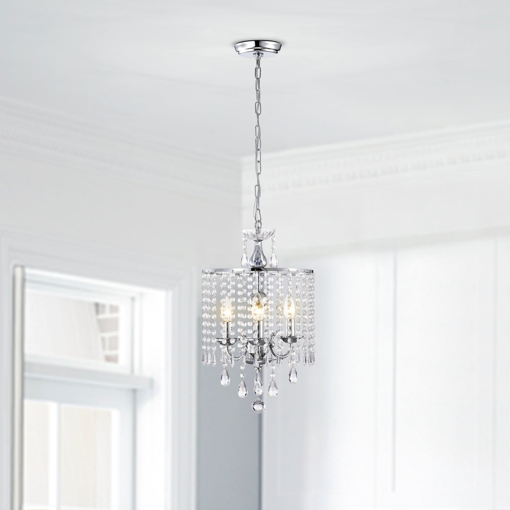Modern Chandelier Mini Crystal Chandelier Chrome Finish Chandelier 3-Light