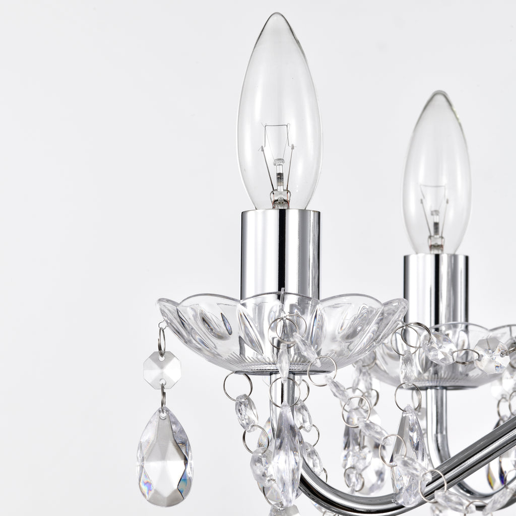 Chrome Chandelier Acrylic Crystal Chandelier 5-Light Modern Chandelier