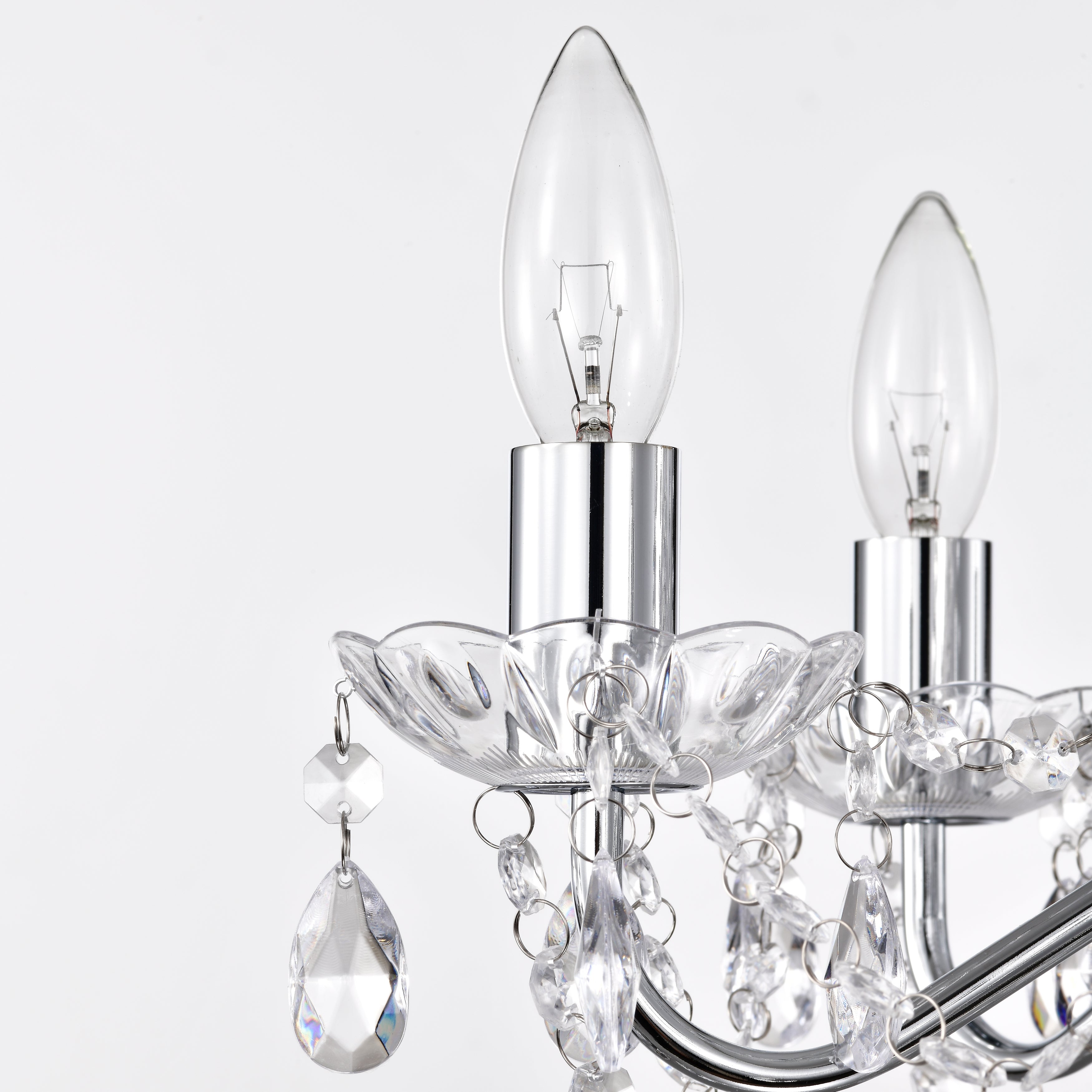 Chrome Chandelier Acrylic Crystal Chandelier 5-Light Modern Chandelier