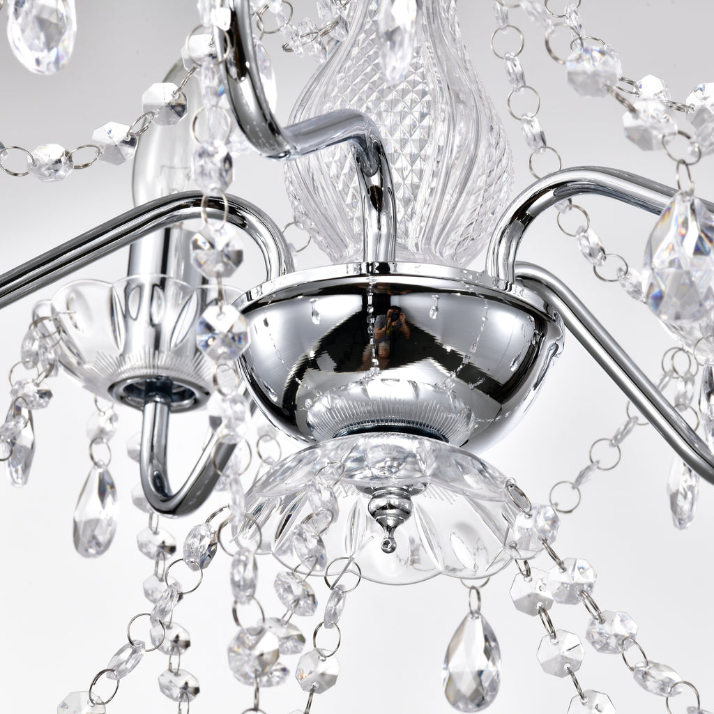 Chrome Chandelier Acrylic Crystal Chandelier 5-Light Modern Chandelier