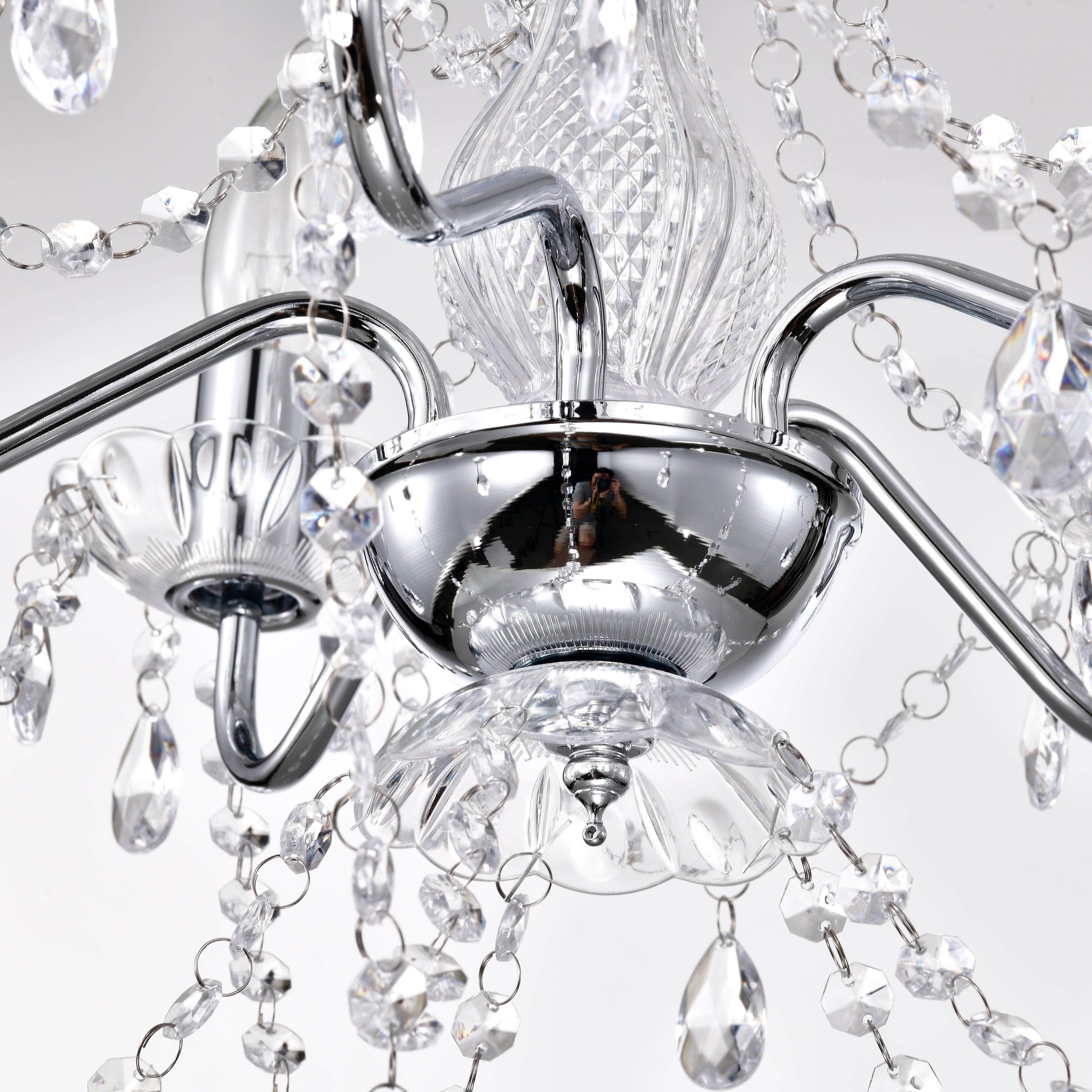 Chrome Chandelier Acrylic Crystal Chandelier 5-Light Modern Chandelier