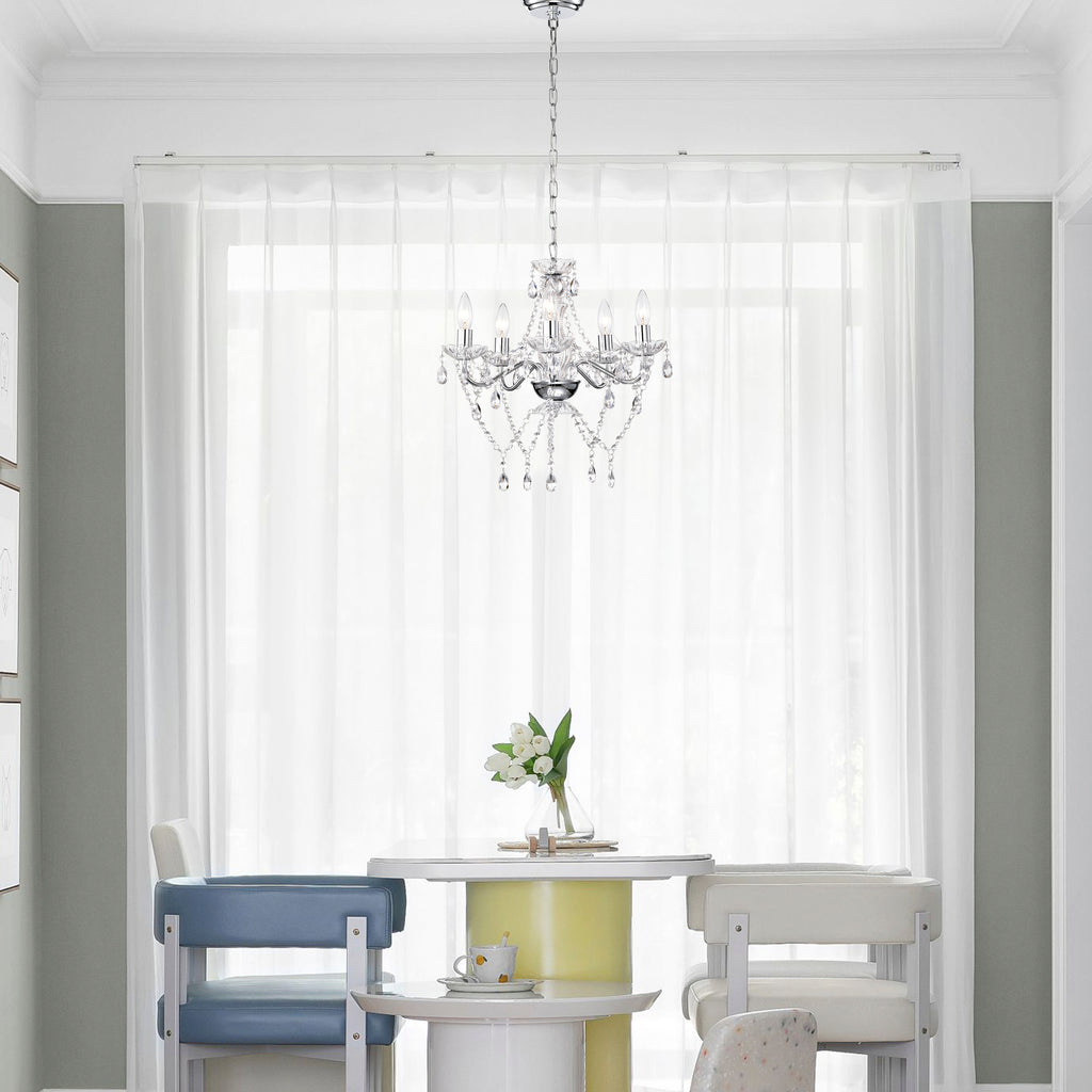 Chrome Chandelier Acrylic Crystal Chandelier 5-Light Modern Chandelier