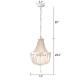 Wood Beaded Chandelier Farmhouse Boho Chandelier Light Fixture 3- light