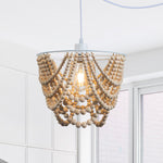 Wood Beaded Plug in Chandelier Swag Light with 20ft Swag Cord 1-Light