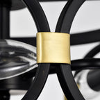 Black and Gold Flush Mount Chandelier 3-Light Ring Ceiling Light