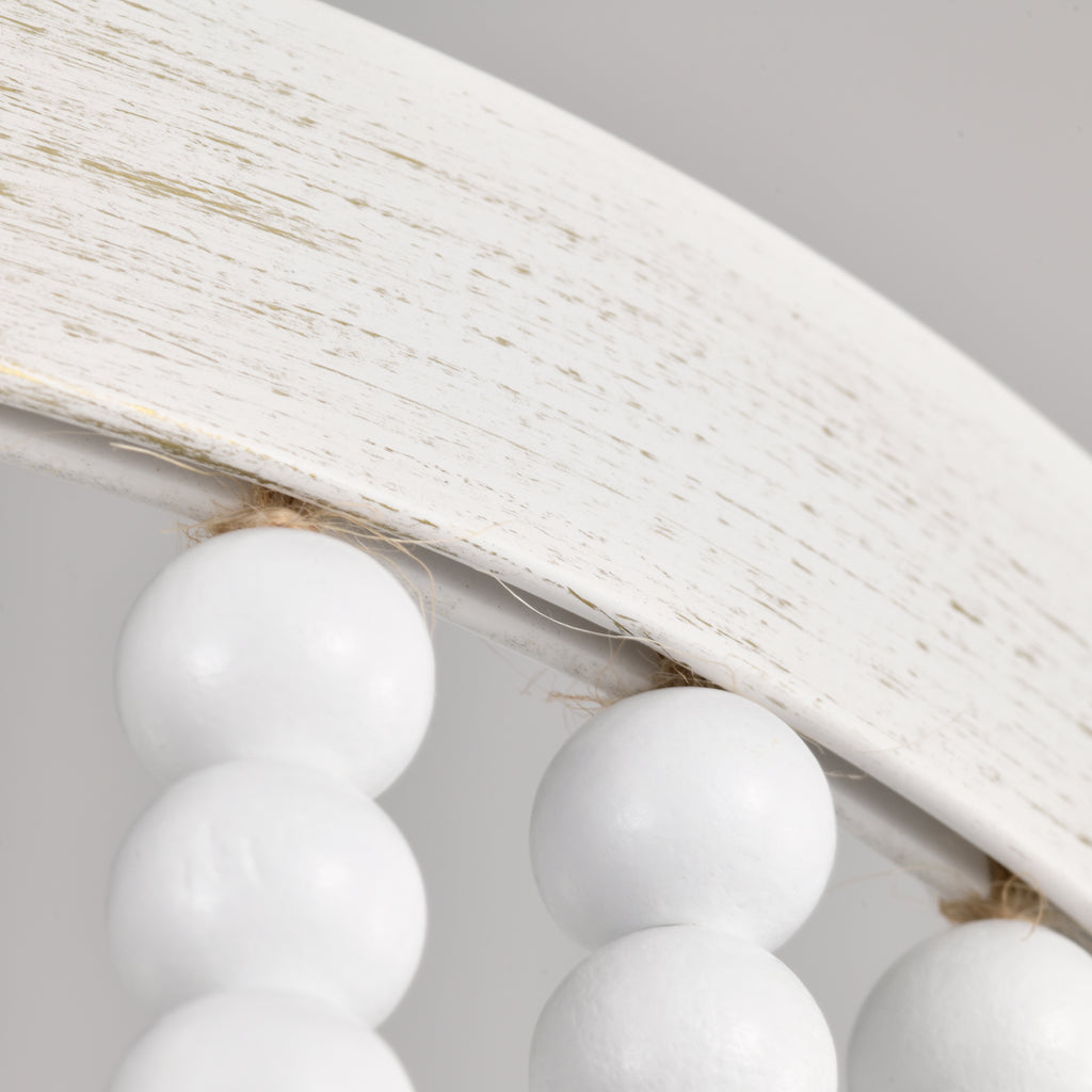 Beaded Flush Mount Ceiling Light Boho Light Fixtures Ceiling 3-Light White Wood Beaded Chandelier