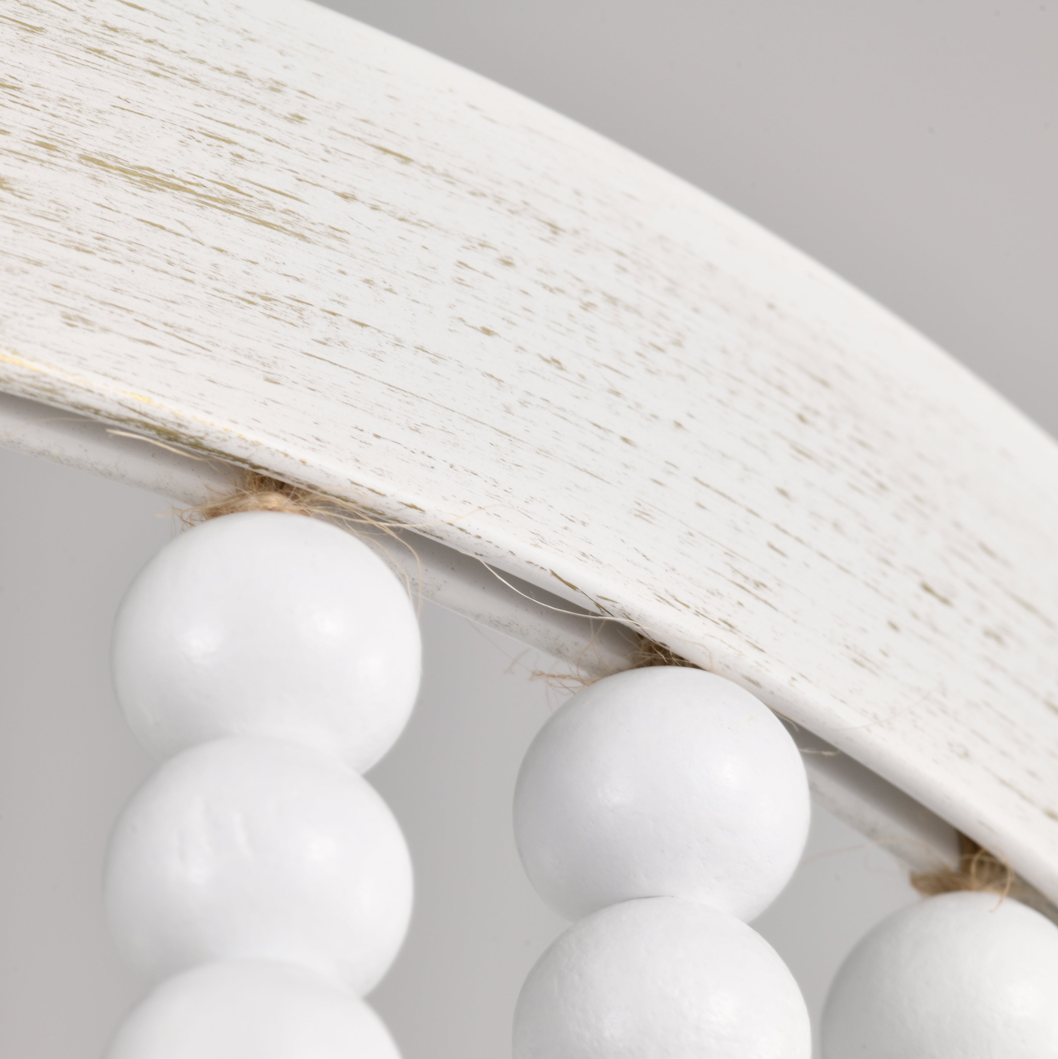 Beaded Flush Mount Ceiling Light Boho Light Fixtures Ceiling 3-Light White Wood Beaded Chandelier