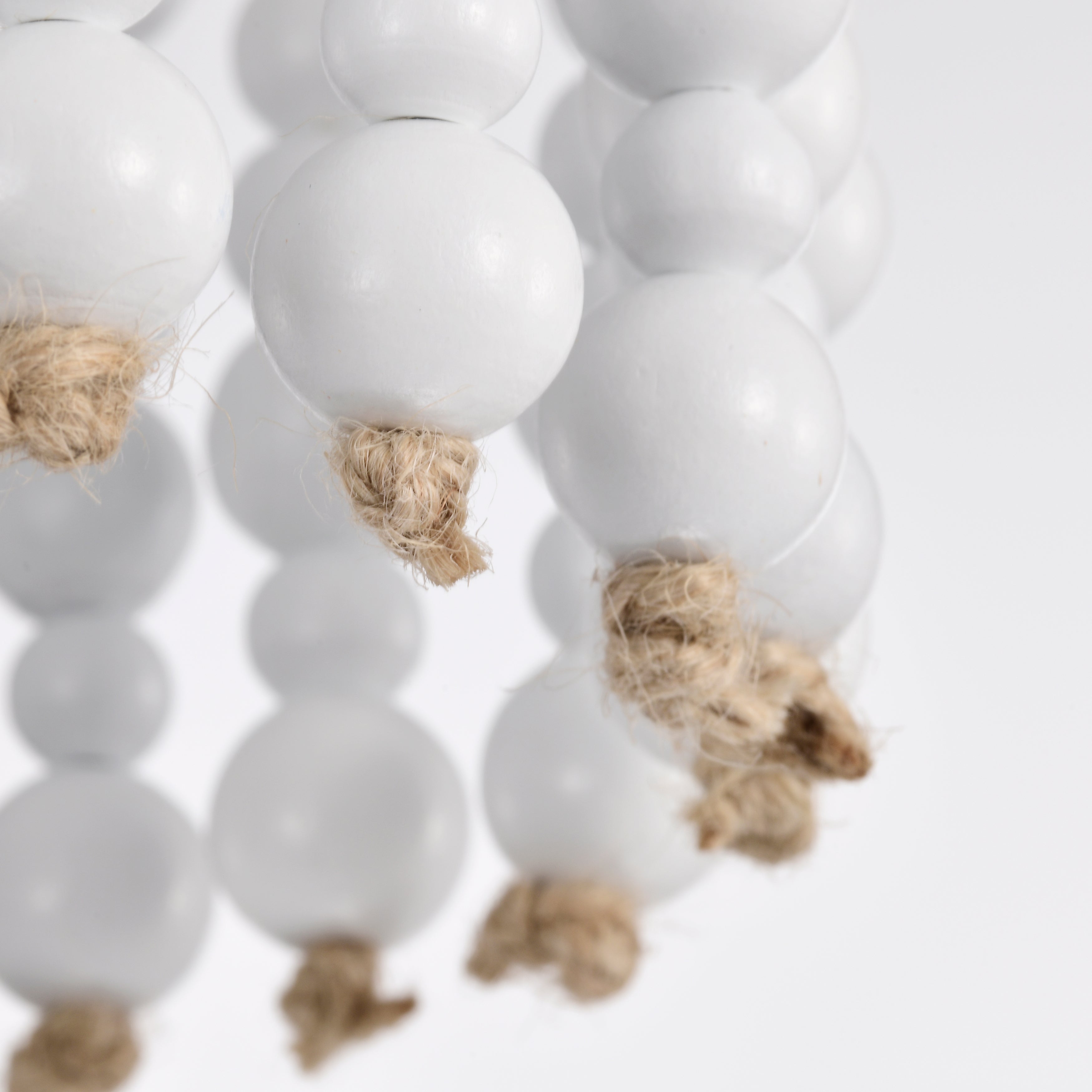 Beaded Flush Mount Ceiling Light Boho Light Fixtures Ceiling 3-Light White Wood Beaded Chandelier