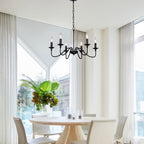 Modern Farmhouse Black Chandelier 6-Light Candle Pendant Light