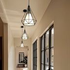 Farmhouse Black Pendant Light Fixtures with White Fabric Shade 2 pack