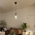 Farmhouse Black Pendant Light Fixtures with White Fabric Shade 2 pack