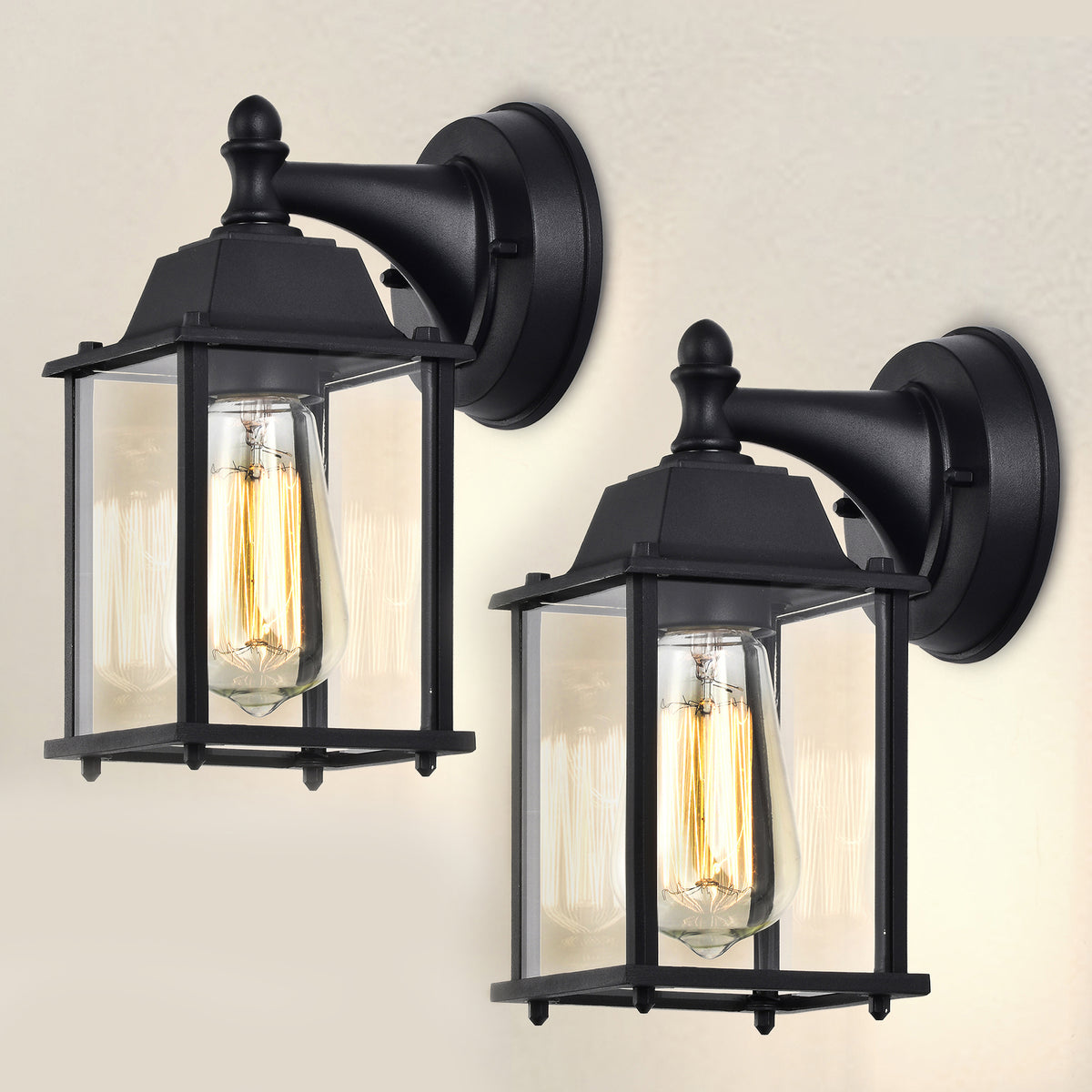 Outdoor Light Fixtures Wall Mount Outdoor Lights 2 Pack Black Aluminum Anti-Rust Outdoor Wall Lantern Porch Exterior Light Fixture