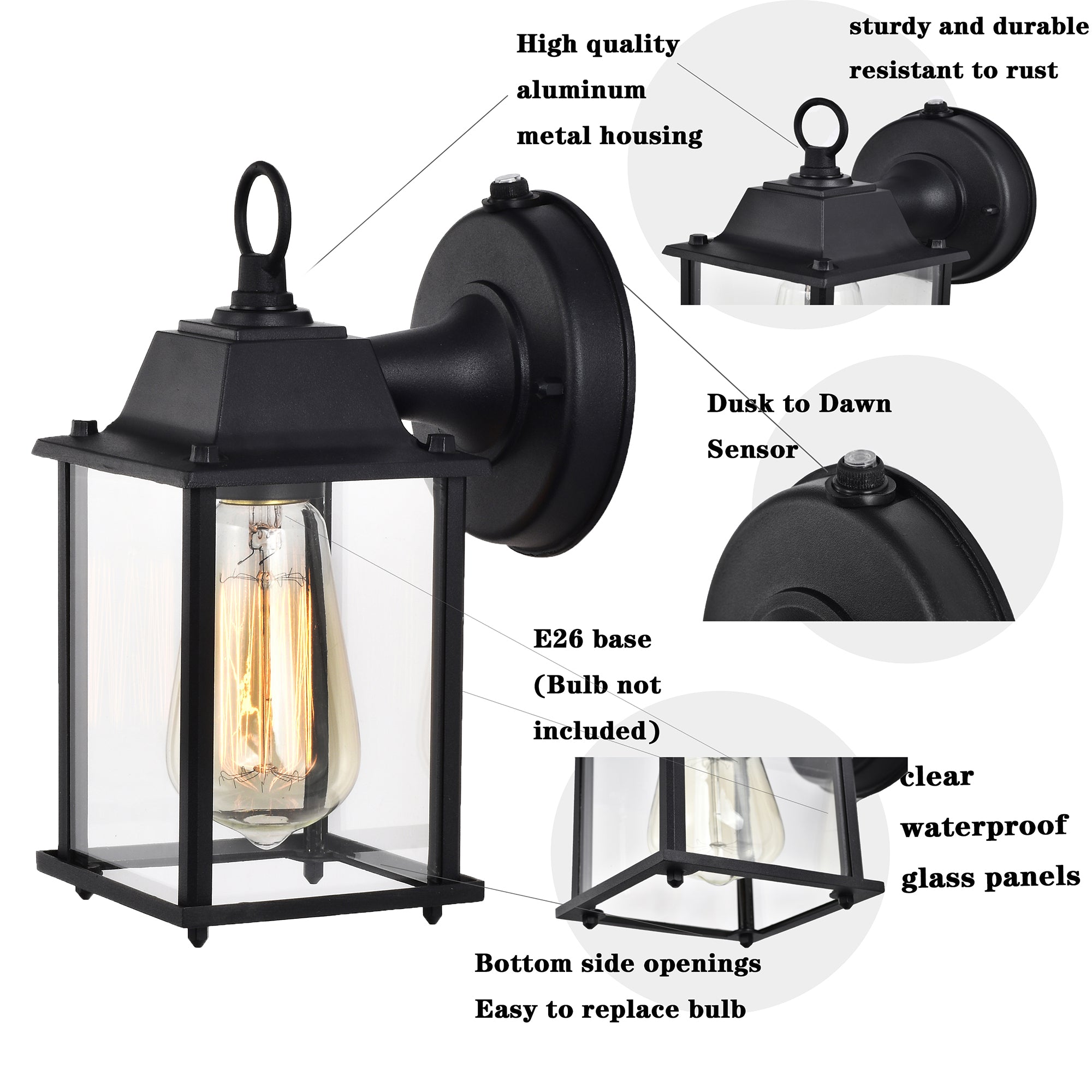 Outdoor Wall Sconces Matte Black Outdoor Wall Light Fixture Set of 2