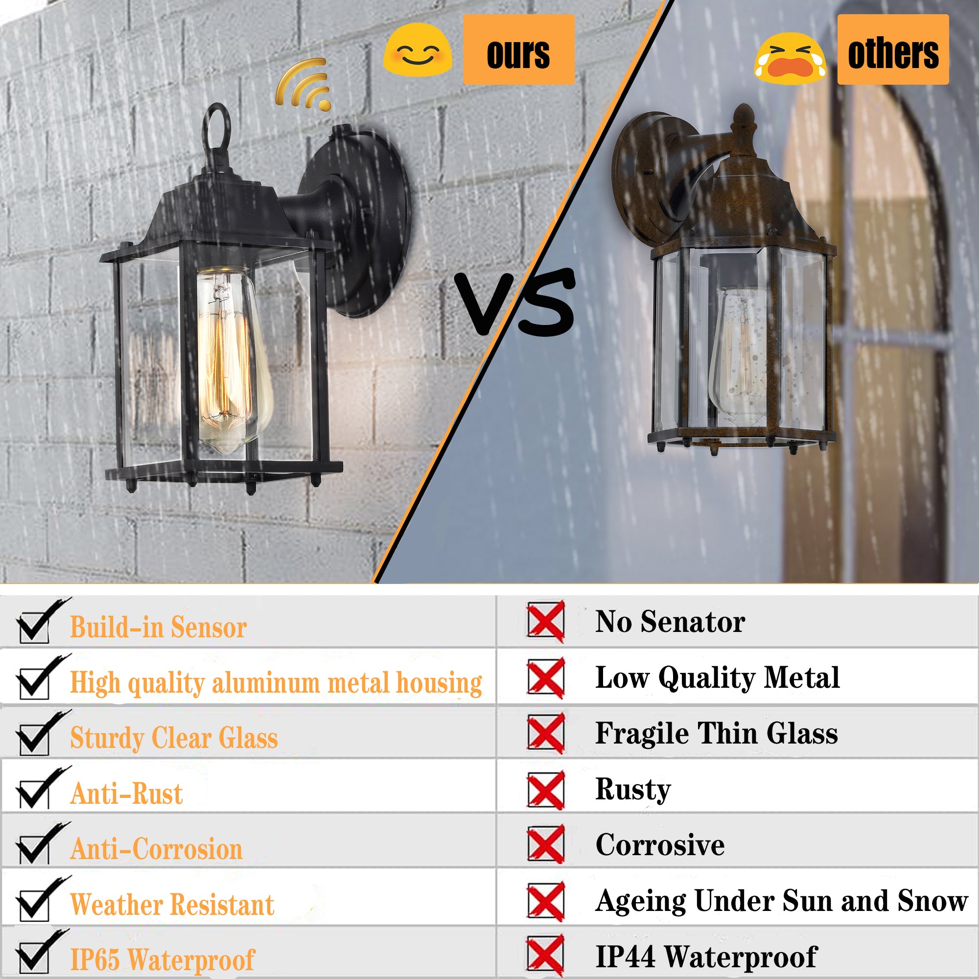 Outdoor Wall Sconces Matte Black Outdoor Wall Light Fixture Set of 2