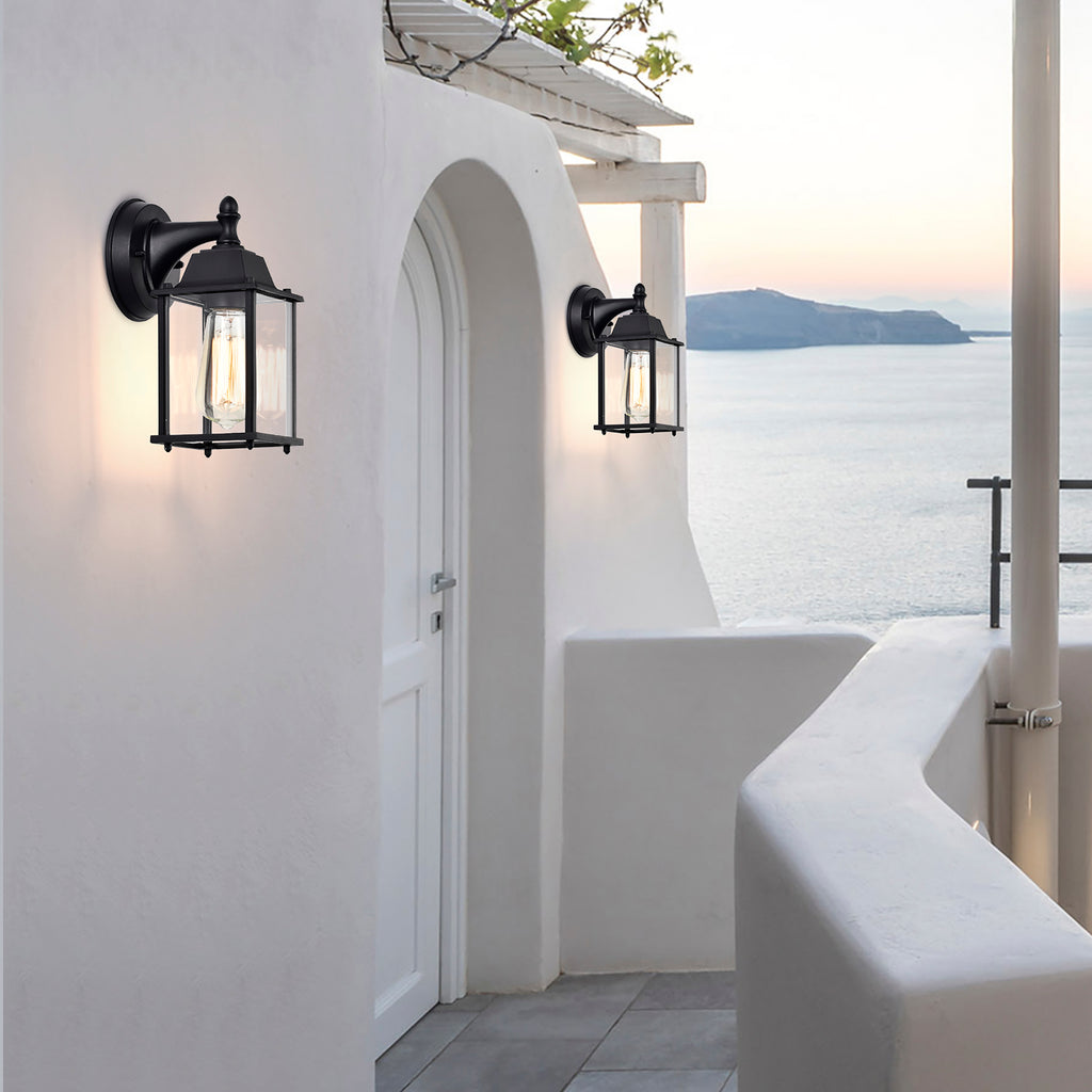Outdoor Light Fixtures Wall Mount Outdoor Lights 2 Pack Black Aluminum Anti-Rust Outdoor Wall Lantern Porch Exterior Light Fixture