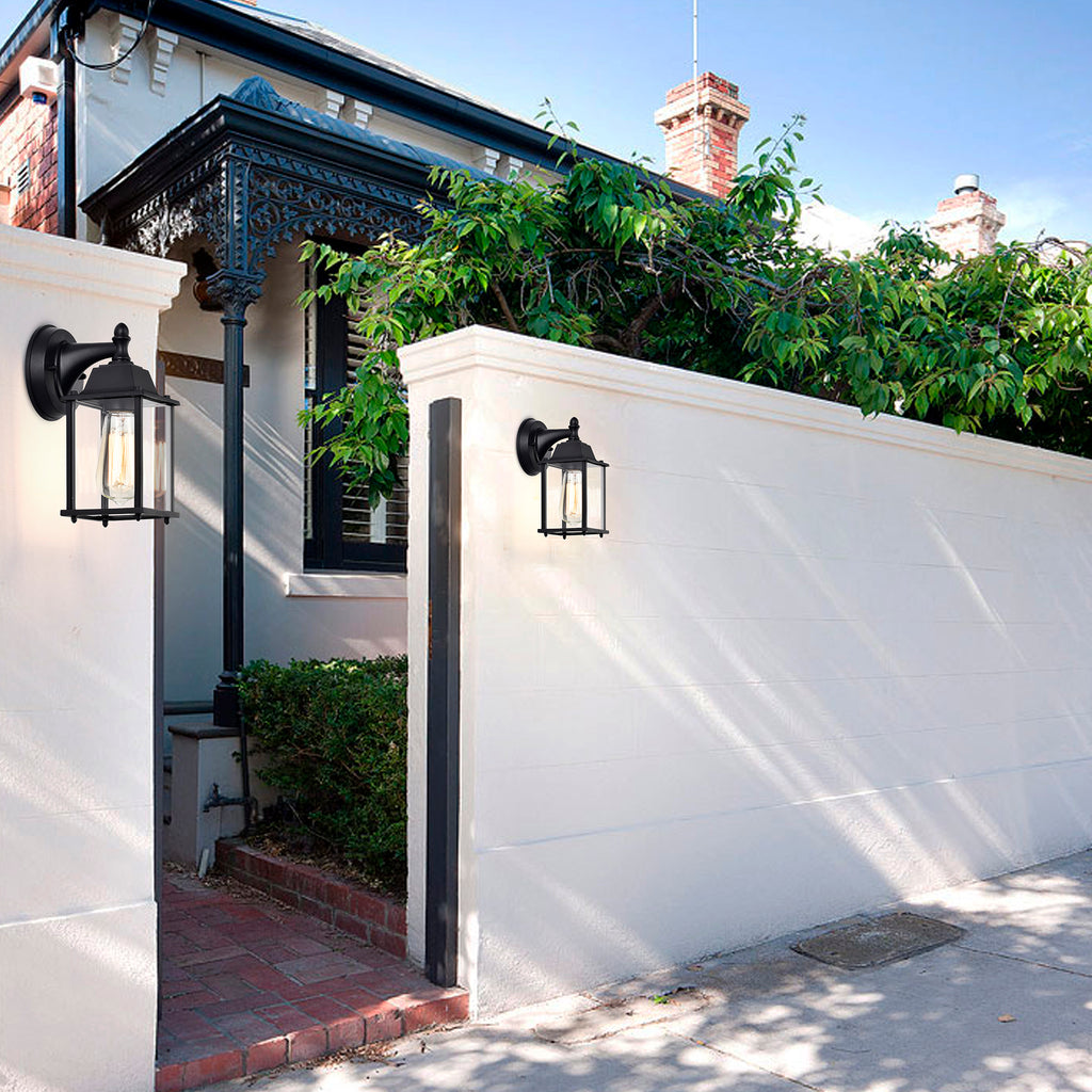 Outdoor Light Fixtures Wall Mount Outdoor Lights 2 Pack Black Aluminum Anti-Rust Outdoor Wall Lantern Porch Exterior Light Fixture
