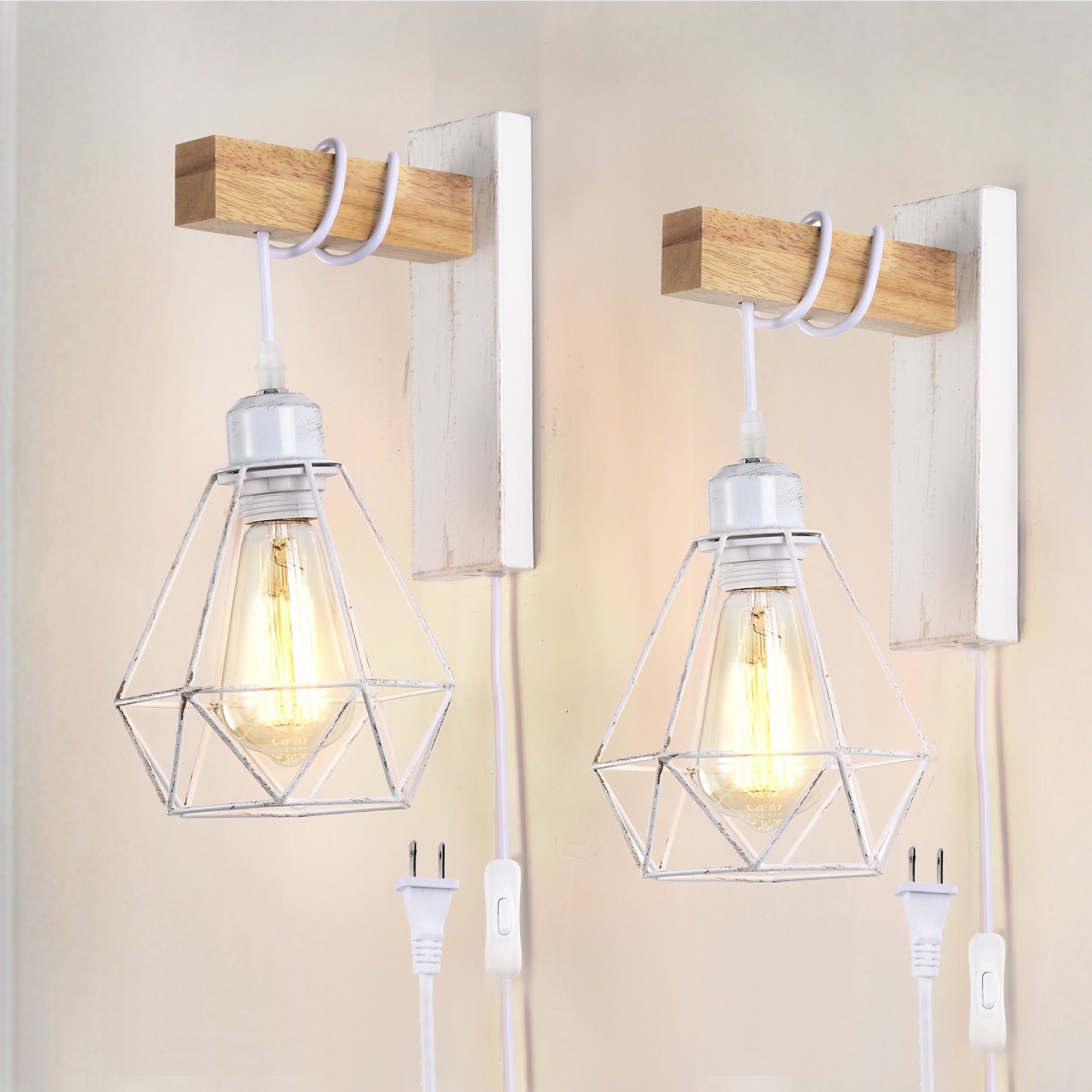 Plug in Wall Sconces Industrial Wall Lamp with 6ft Plug in Cord Plug-in Wall Mounted Light for Bedroom