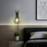 Pasi Plug-in Wall Sconces Wood Wall Light Fixture Black Wall Lamp 1-Light