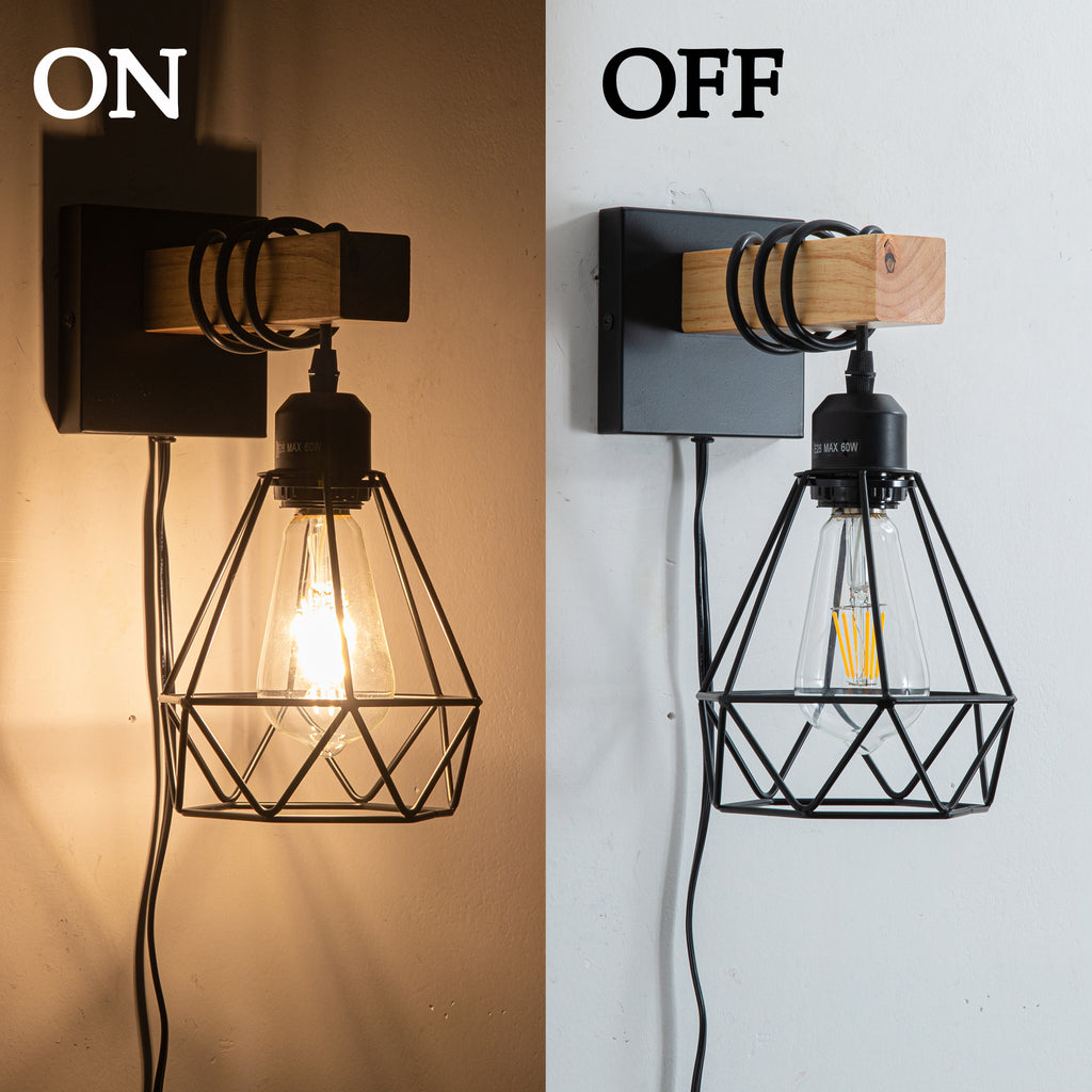 Plug in Wall Sconces 2 Pack Black Wall Sconce Farmhouse Plug in Wall Light Fixture