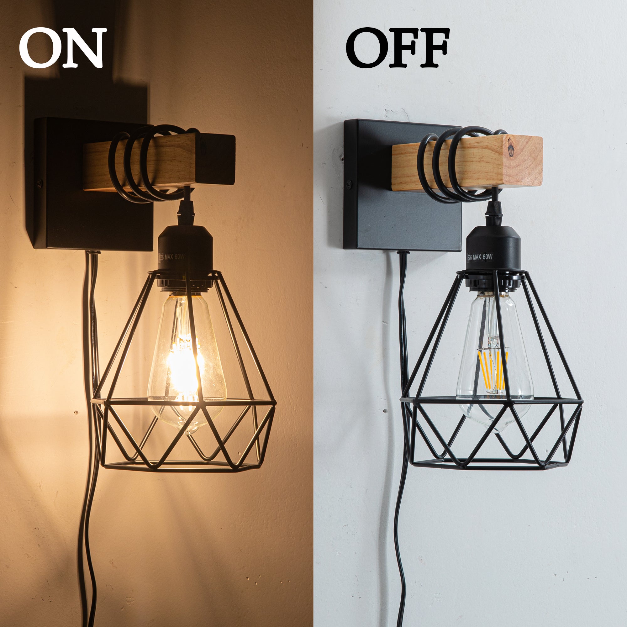 Plug in Wall Sconces 2 Pack Black Wall Sconce Farmhouse Plug in Wall Light Fixture