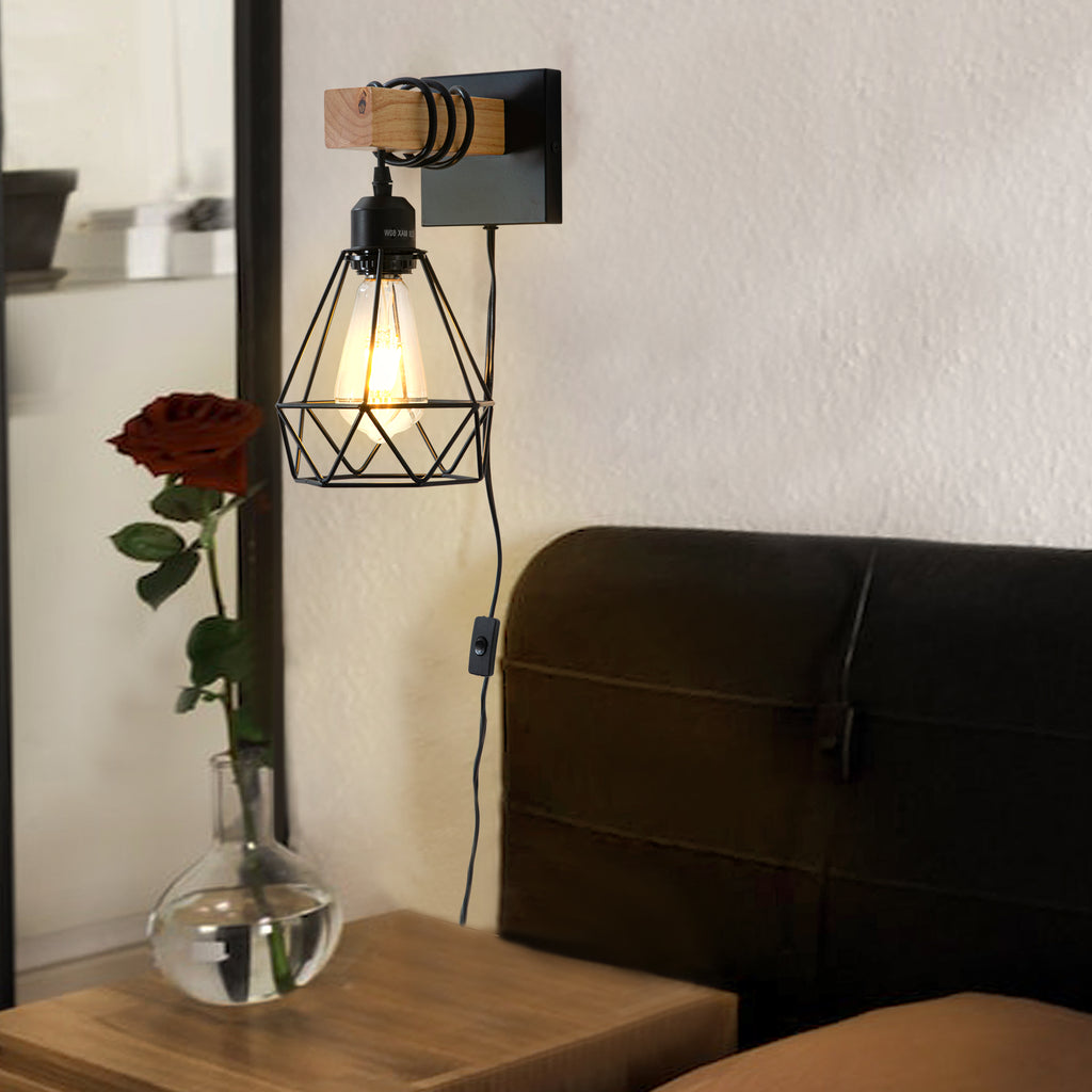 Plug in Wall Sconces 2 Pack Black Wall Sconce Farmhouse Plug in Wall Light Fixture
