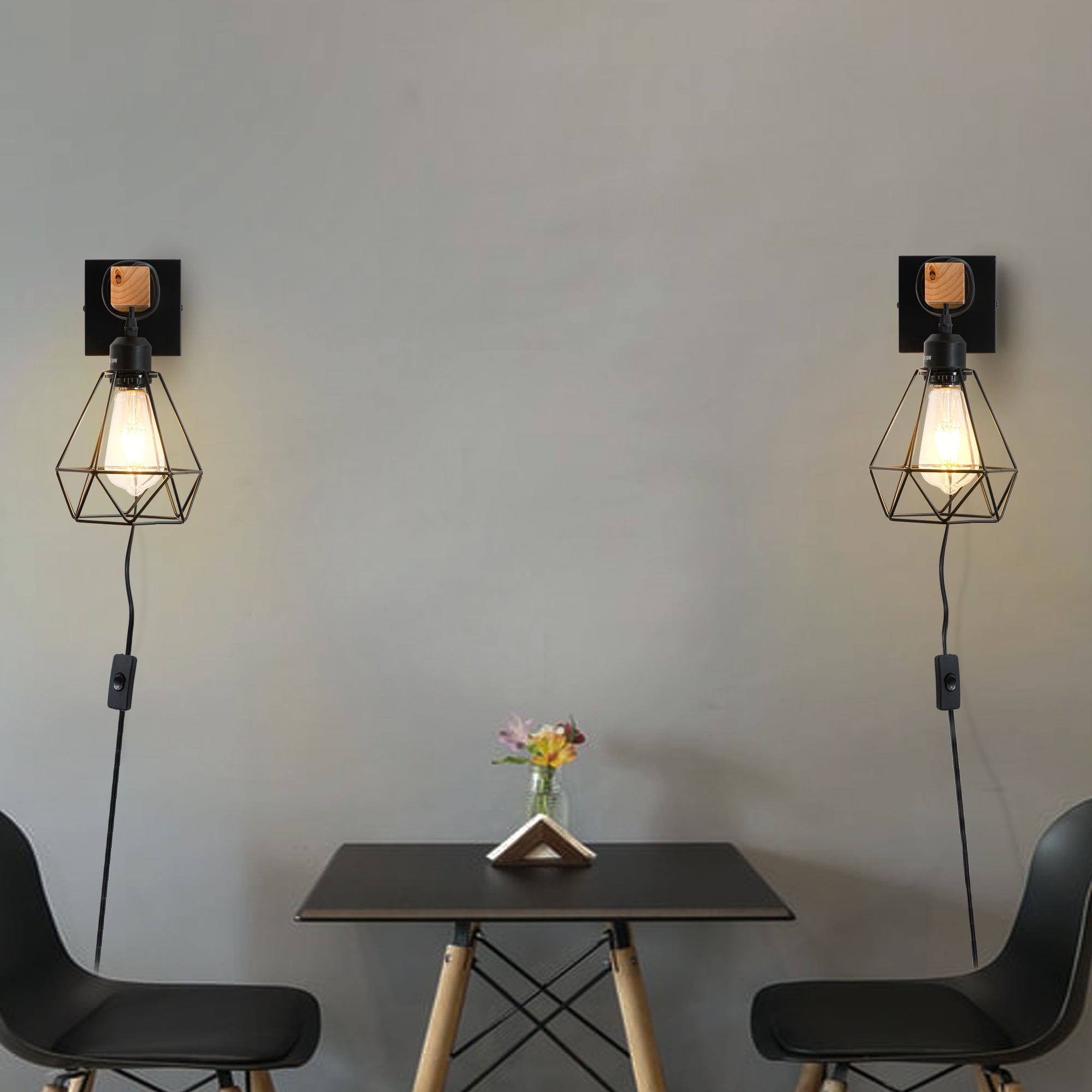 Plug in Wall Sconces 2 Pack Black Wall Sconce Farmhouse Plug in Wall Light Fixture